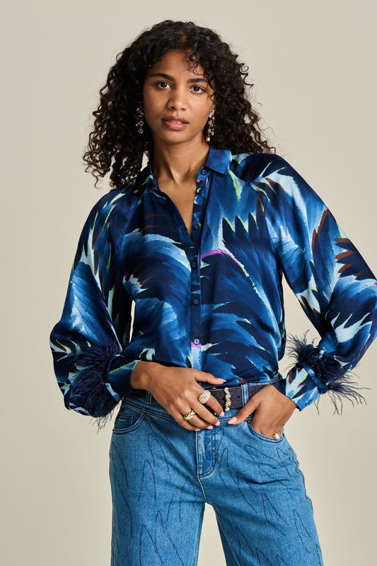 BLOUSE - Feathers Blue