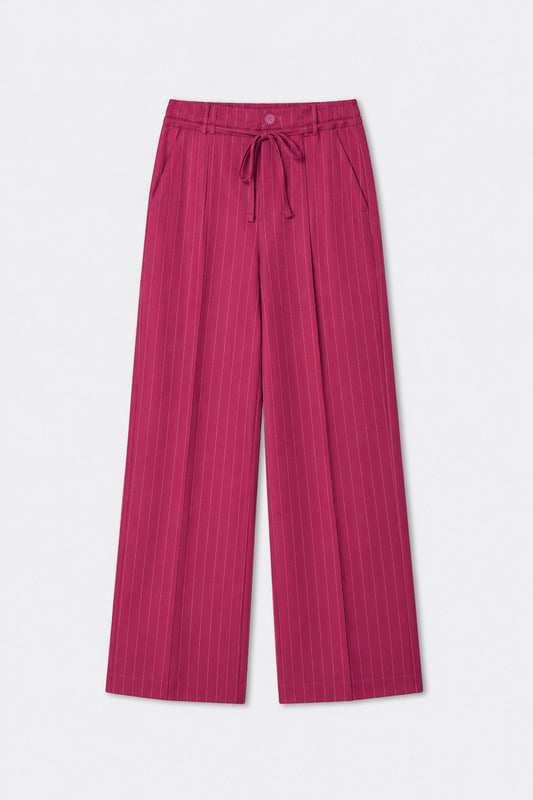 PANTALON - Jess Striped Burgundy Red