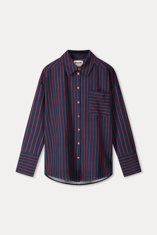 BLOUSE - Beau Twill Striped Blue