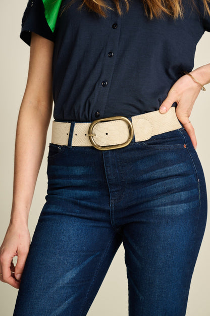 POM Amsterdam Belts White / 75 CEINTURE - Olivia Suede Ecru