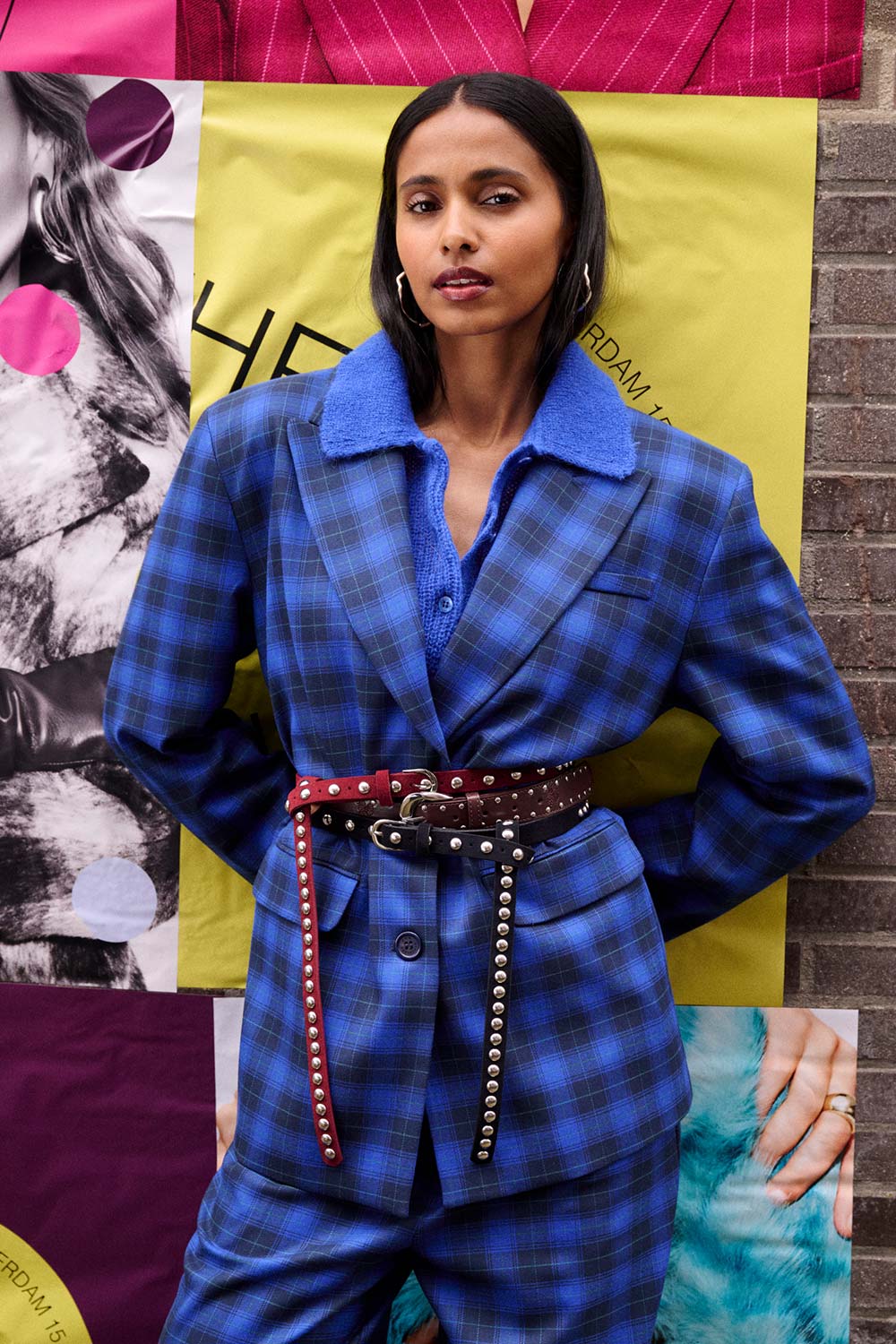 POM Amsterdam Blazers BLAZER - Laurie Check Blue