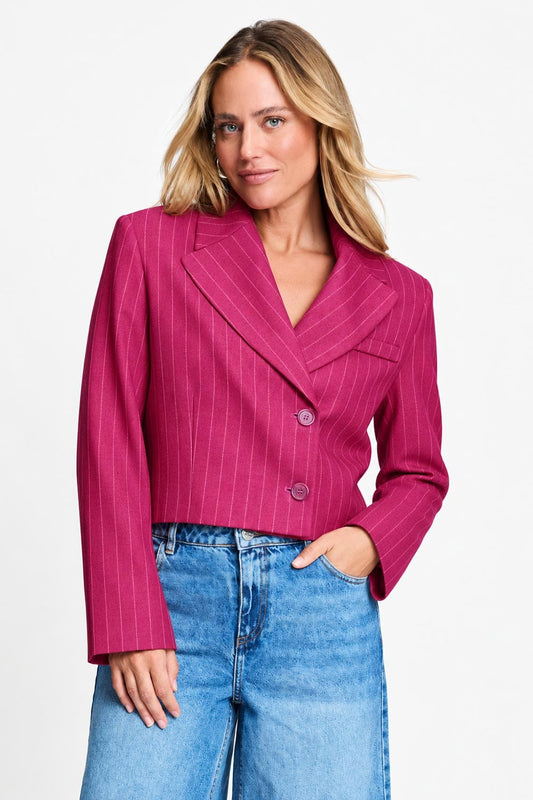 POM Amsterdam Blazers Red / 34 BLAZER - Rowan Striped Burgundy Red