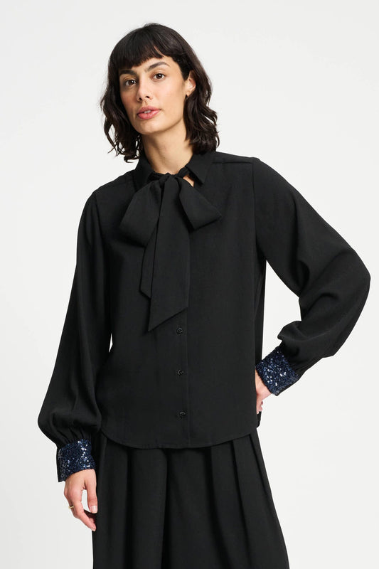 POM Amsterdam Blouses Black / 34 BLOUSE - Bow Noir