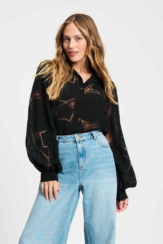 POM Amsterdam Blouses Black / 34 BLOUSE - Graphite Black