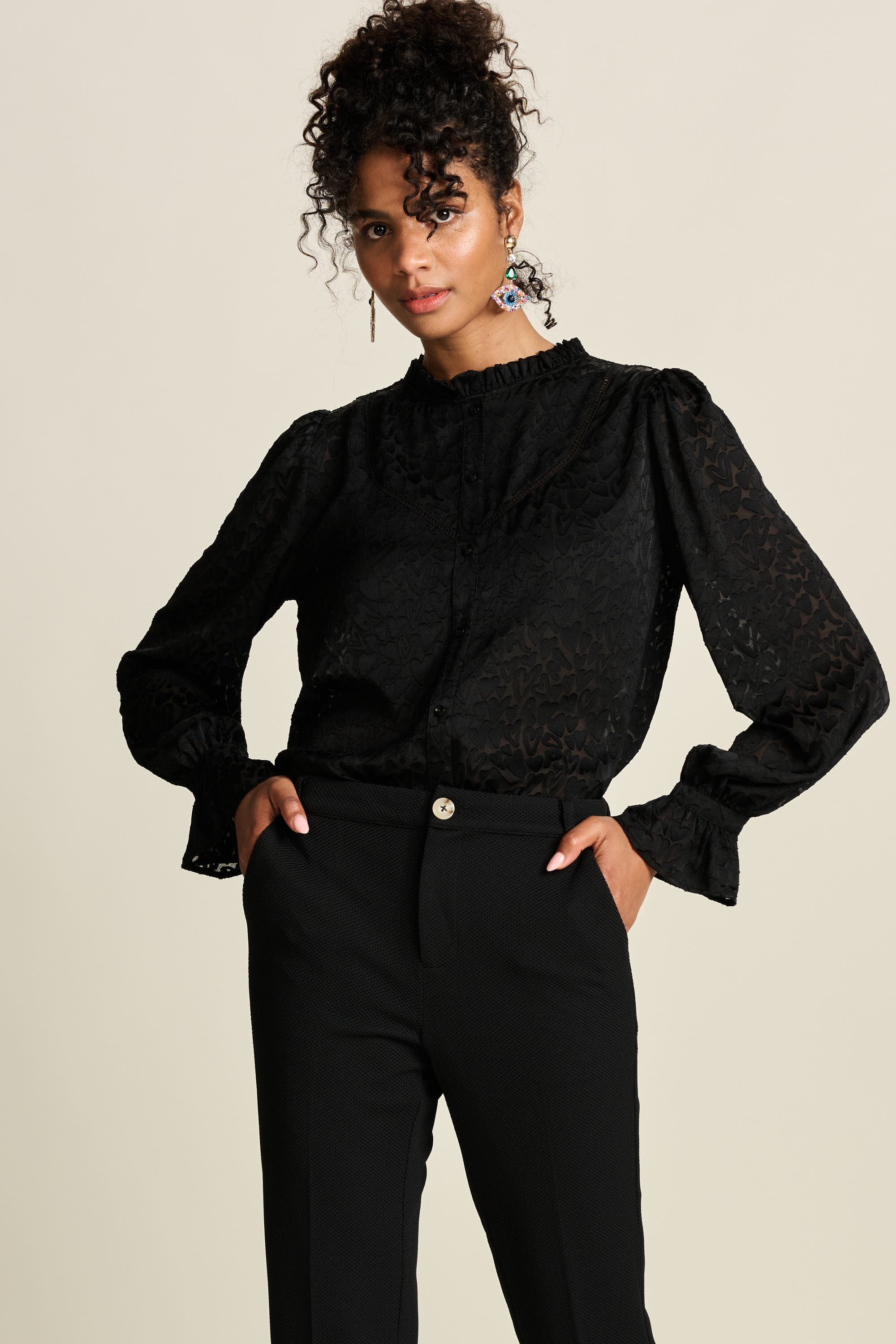 POM Amsterdam Blouses BLOUSE - Hearts Black