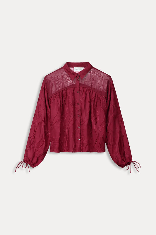 POM Amsterdam Blouses BLOUSE - Jacquard Burgundy Red