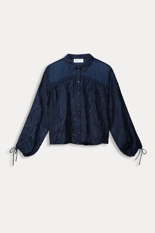 POM Amsterdam Blouses BLOUSE - Jacquard Midnight Blue