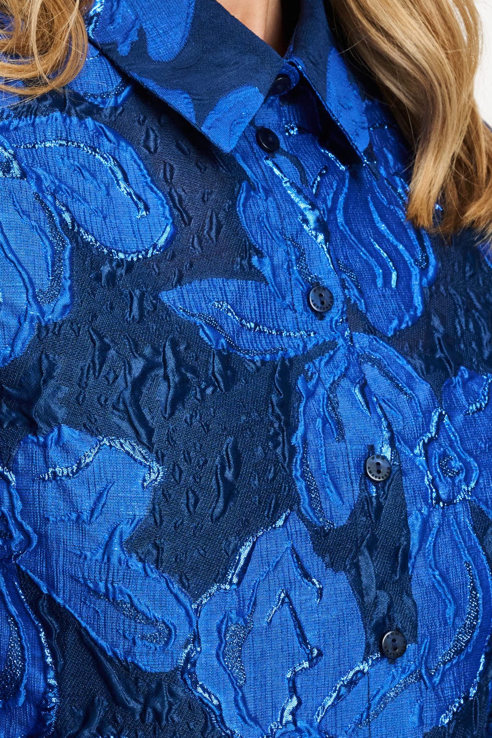 POM Amsterdam Blouses BLOUSE - Jade Bloom Cobalt Blue