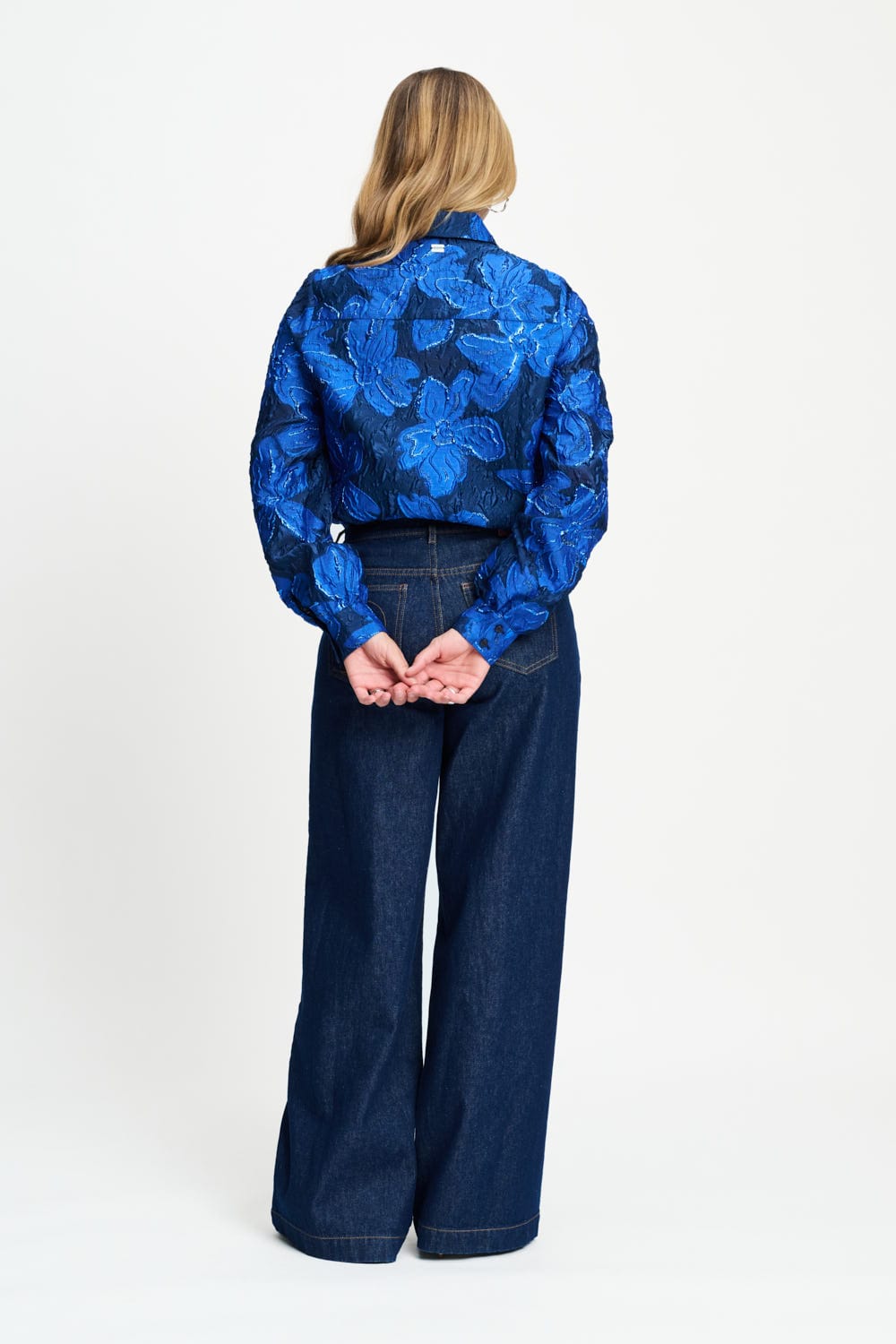 POM Amsterdam Blouses BLOUSE - Jade Bloom Cobalt Blue