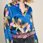 POM Amsterdam Blouses BLOUSE - Mila Satin Butterfly Blue