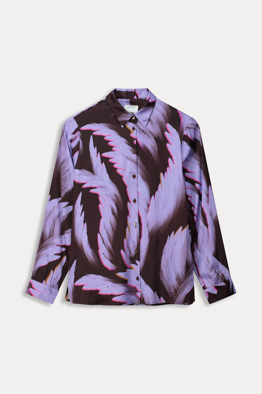 POM Amsterdam Blouses BLOUSE - Mila Satin Feathers Brown