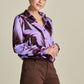 POM Amsterdam Blouses BLOUSE - Mila Satin Feathers Brown