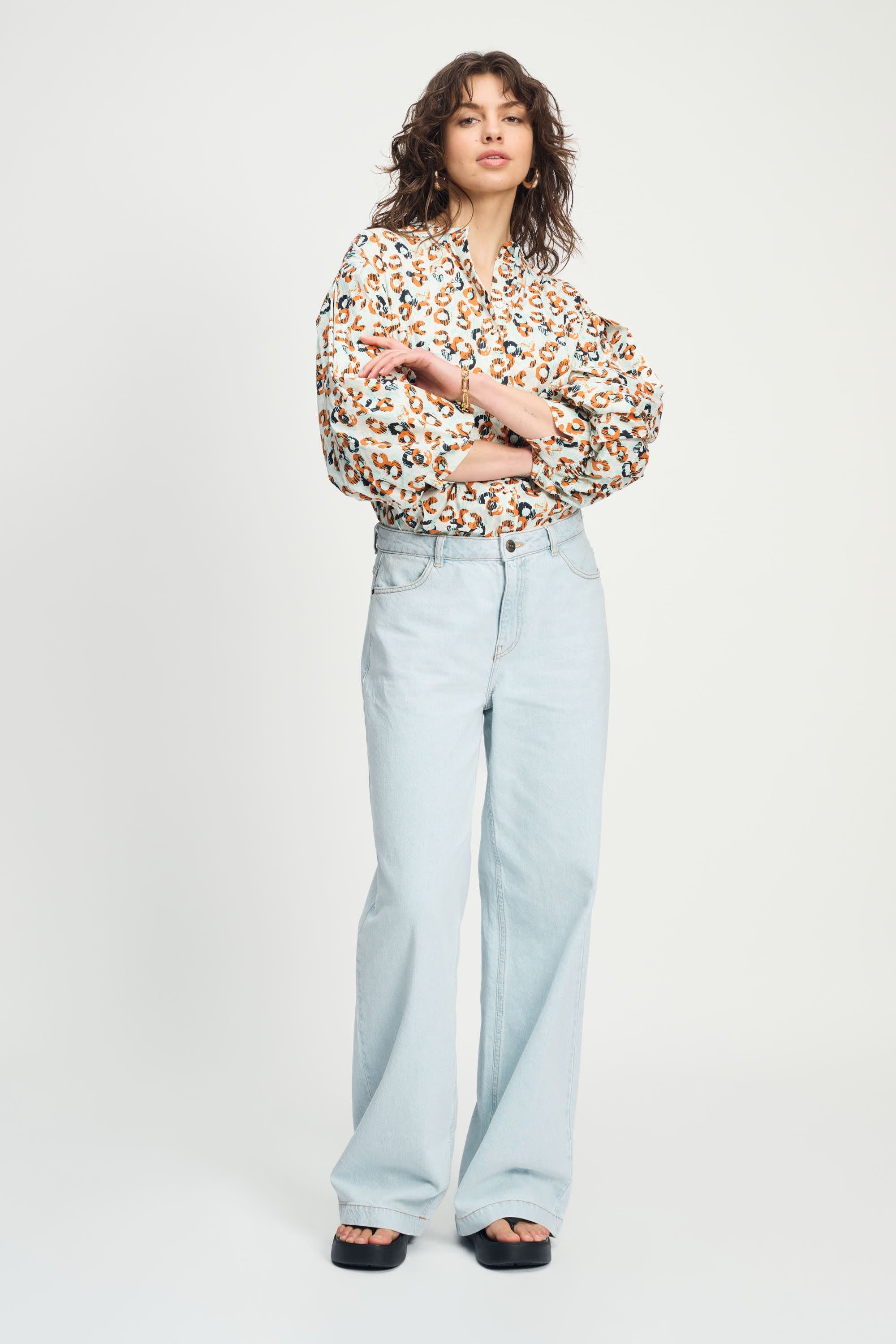 POM Amsterdam Blouses BLOUSE - Poplin Leopard Lush