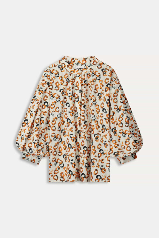 POM Amsterdam Blouses BLOUSE - Poplin Leopard Lush