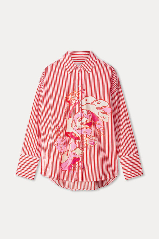 POM Amsterdam Blouses BLOUSE - Poplin Striped Orange