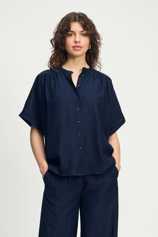 POM Amsterdam Blouses Blue / 34 BLOUSE - Deep Dark Blue