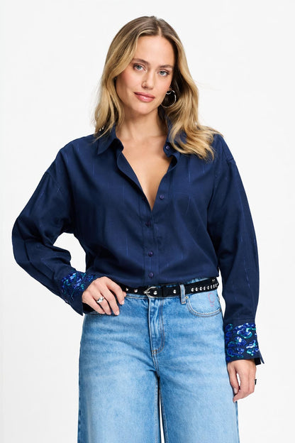 POM Amsterdam Blouses Blue / 34 BLOUSE - Lexi Eternal Blue