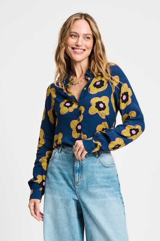 POM Amsterdam Blouses Blue / 34 BLOUSE - Mila Fleurs Parfaites