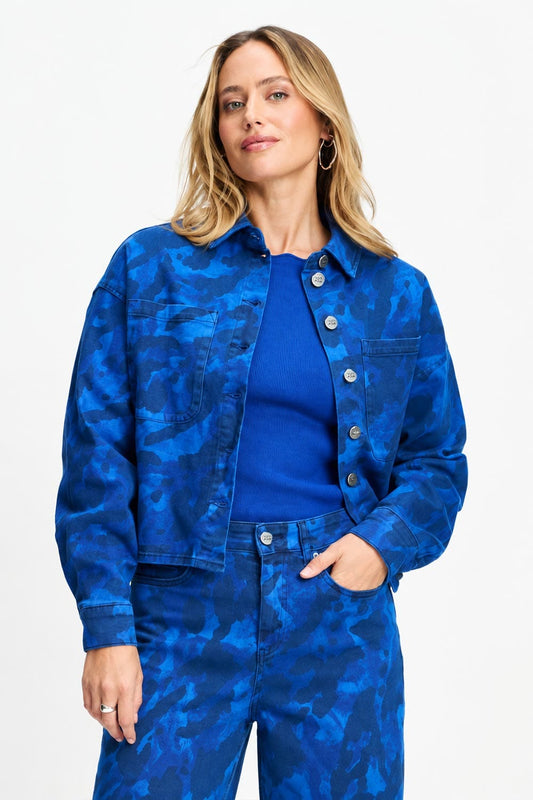 POM Amsterdam Blouses Blue / 34 BLOUSE - Yuki Animal Eternal Blue