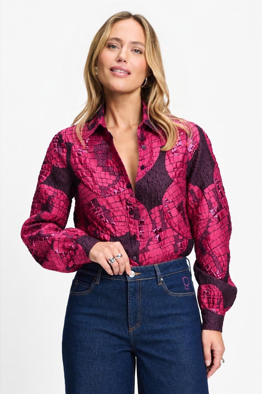 POM Amsterdam Blouses Pink / 34 BLOUSE - Jade Disco Dots