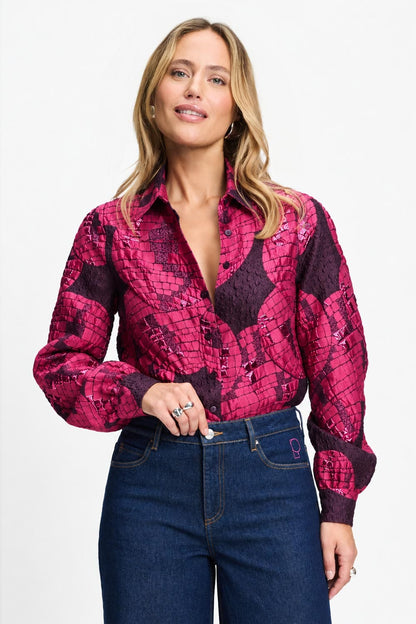 POM Amsterdam Blouses Pink / 34 BLOUSE - Jade Disco Dots