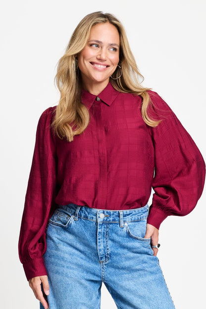 POM Amsterdam Blouses Red / 34 BLOUSE - Ivy Burgundy Red