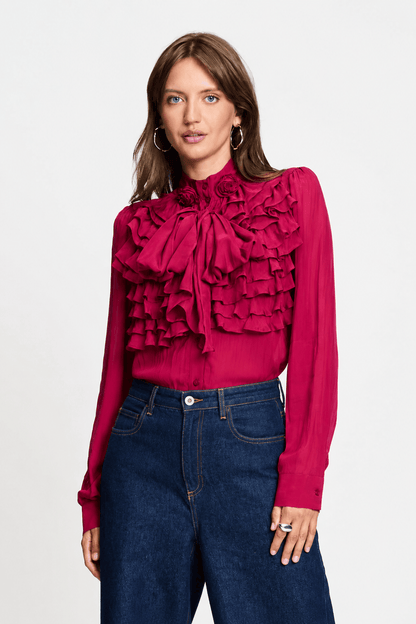 POM Amsterdam Blouses Red / 34 BLOUSE - Valerie Burgundy Red