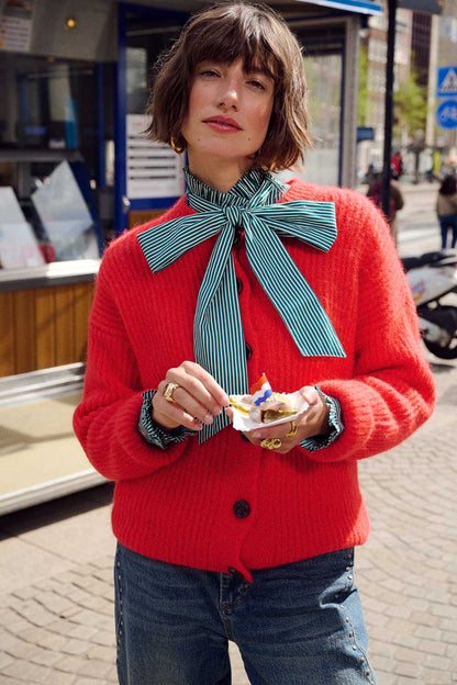 POM Amsterdam Cardigans Red / 34 CARDIGAN - Meryl Rouge