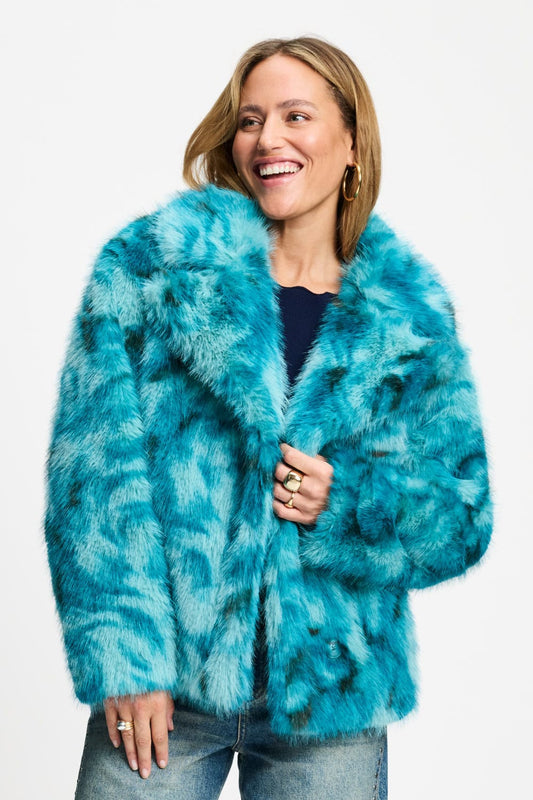 POM Amsterdam Coats Green / 34 VESTE - Cleo Teal Green Animal