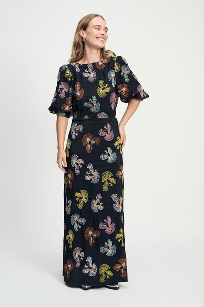 POM Amsterdam Dresses Black / 34 ROBE - Embroidery Sky Black