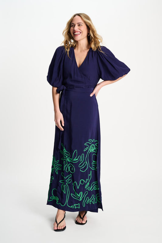 POM Amsterdam Dresses Blue / 34 ROBE - Beach Vibes Tape Night Blue