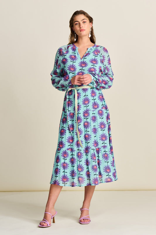 POM Amsterdam Dresses Blue / 34 ROBE - Georgie Flower Aqua