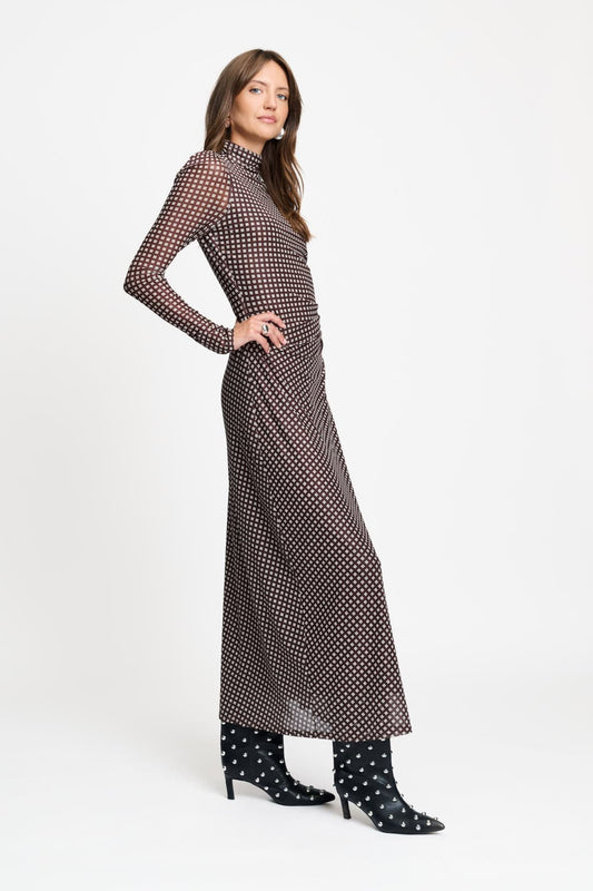 POM Amsterdam Dresses Brown / 34 ROBE - Amber Check Brown