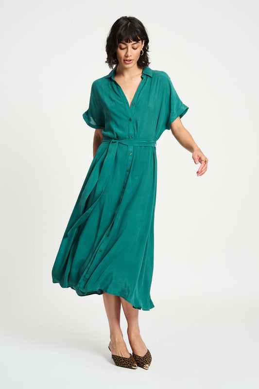 POM Amsterdam Dresses Green / 34 ROBE - Lynn Pacific Green