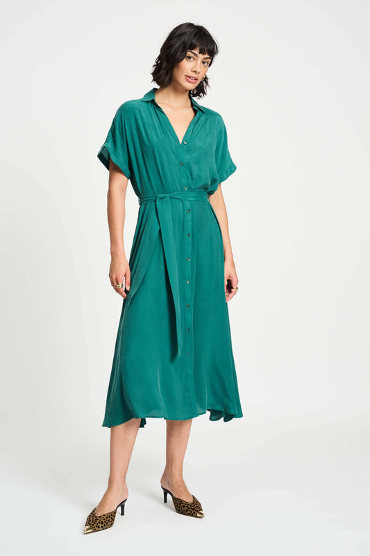 POM Amsterdam Dresses Green / 34 ROBE - Lynn Pacific Green