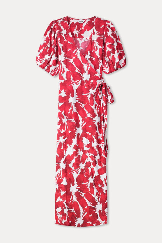POM Amsterdam Dresses ROBE - Crinkle Bubble Bloom Red