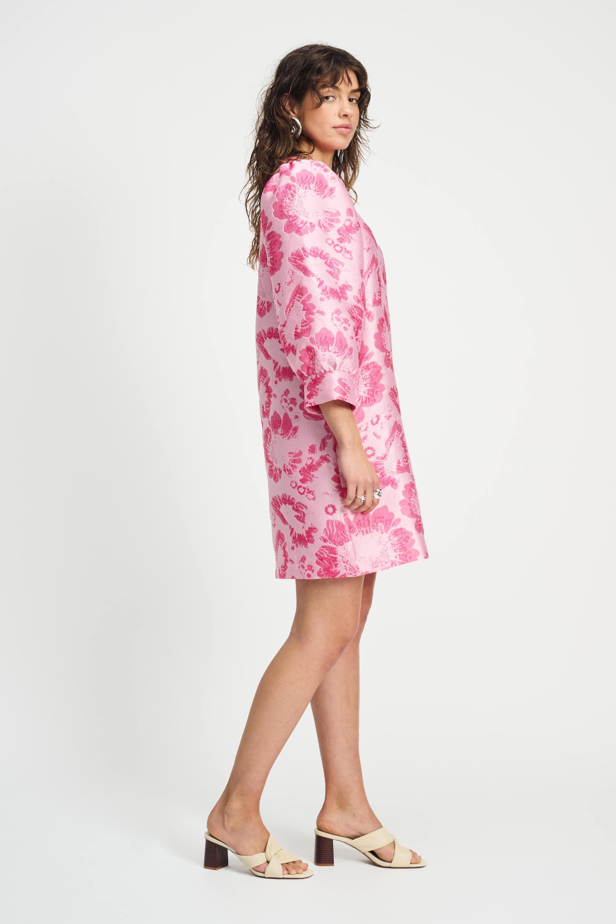 POM Amsterdam Dresses ROBE - Floral Jacquard Raspberry