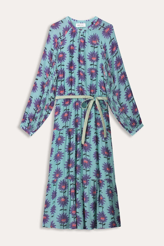 POM Amsterdam Dresses ROBE - Georgie Flower Aqua