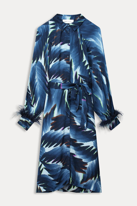 POM Amsterdam Dresses ROBE - Jada Feathers Blue