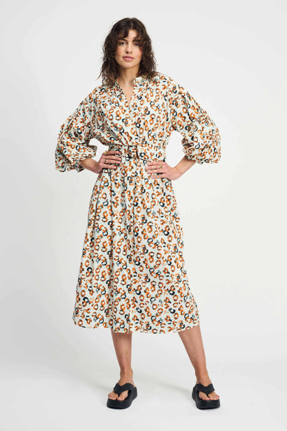 POM Amsterdam Dresses White / 34 ROBE - Poplin Leopard Lush