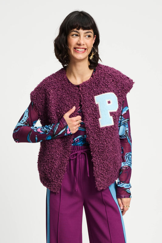 POM Amsterdam Gilets Purple / 34 GILET - Teddy Baseball Plum