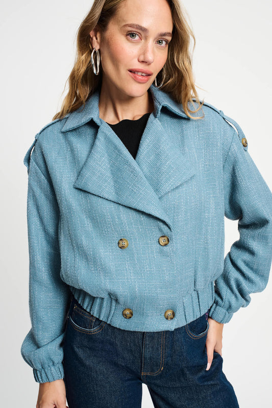 POM Amsterdam Jackets Blue / 34 VEST - Bouclé Dawn Blue