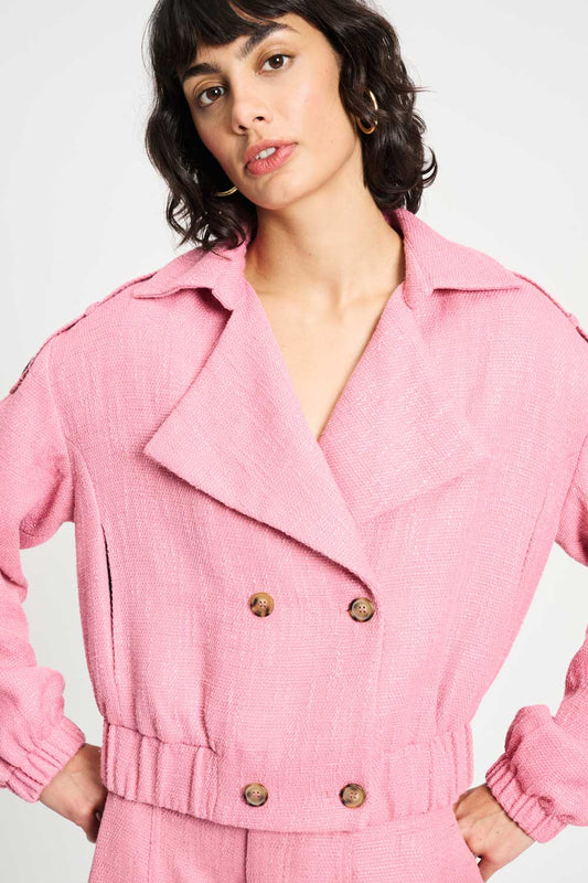 POM Amsterdam Jackets Pink / 34 VEST - Bouclé Sweet Pink