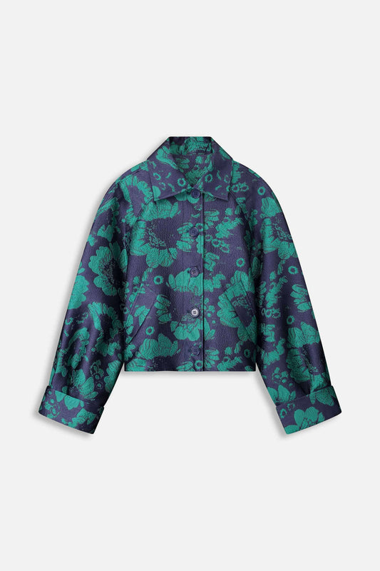 POM Amsterdam Jackets VESTE - Floral Jacquard Fresh Blue