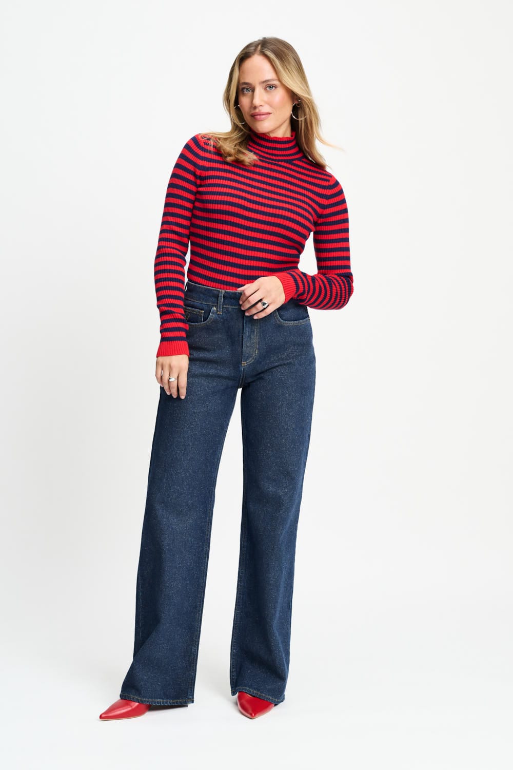 POM Amsterdam Jeans Blue / 34 JEANS - Julia Shimmer Dark Blue