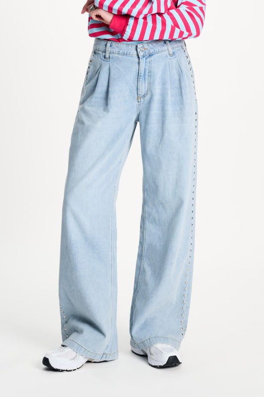 POM Amsterdam Jeans JEANS - Denim Mid Blue Studs