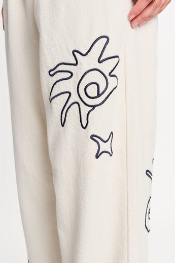 POM Amsterdam Jeans JEANS - White Embroidery