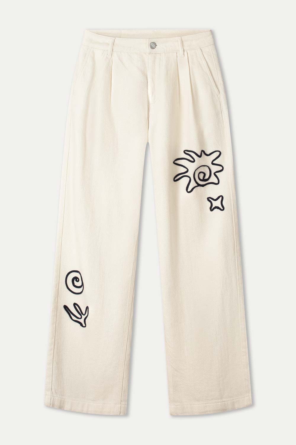 POM Amsterdam Jeans JEANS - White Embroidery