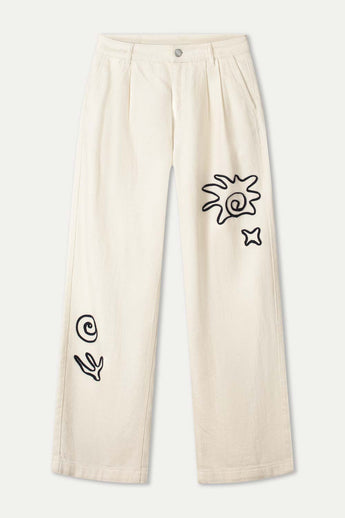 POM Amsterdam Jeans JEANS - White Embroidery