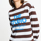 POM Amsterdam Longsleeves LONGSLEEVE - Joy Striped Brown White
